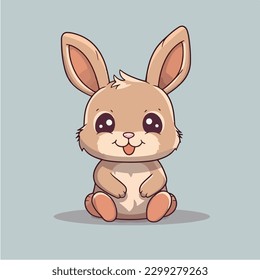 Cute cartoon rabbit with a blue background vector art illustration