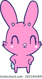 cute cartoon rabbit in bright neon color