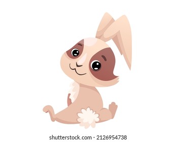 Cute cartoon rabbit or bunny. Funny hare for Easter banners and greeting cards. Vector illustration isolated on white background