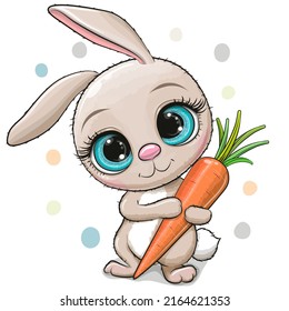 Cute Cartoon Rabbit with carrot on a white background