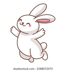 Cute cartoon rabbit character jumping