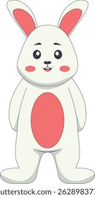 Cute Cartoon Rabbit Character on White Background. Isolated Vector Illustration.