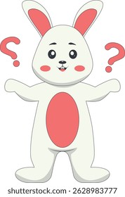 Cute Cartoon Rabbit Character on White Background. Isolated Vector Illustration.
