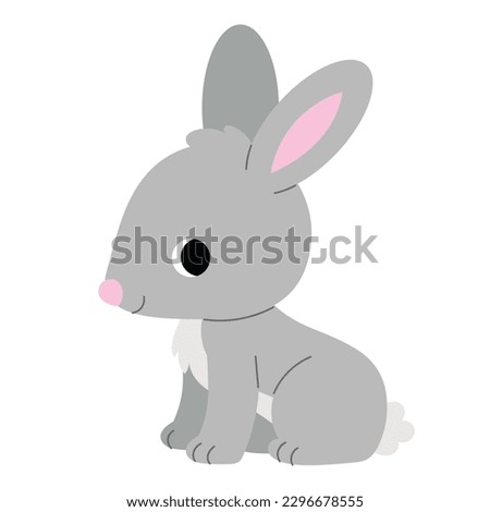 Cute cartoon rabbit character, vector farm animal illustration for children
