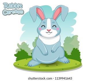Cute Cartoon Rabbit Characters. Vector Illustration Cartoon Style.
