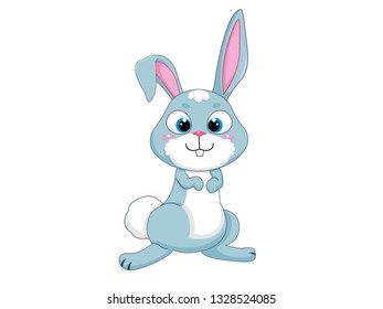 Cute Cartoon Rabbit Characters. Vector Illustration Cartoon Style. Isolated on white background