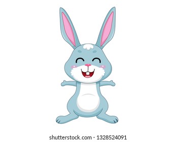 Cute Cartoon Rabbit Characters. Vector Illustration Cartoon Style. Isolated on white background