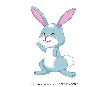 Cute Cartoon Rabbit Characters. Vector Illustration Cartoon Style. Isolated on white background