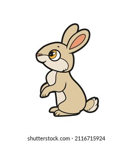 Cute cartoon rabbit color variation for coloring book on white background