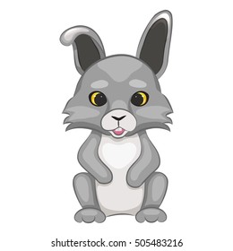 Cute cartoon rabbit cub. Forest animal. Isolated on a white background. Vector illustration.