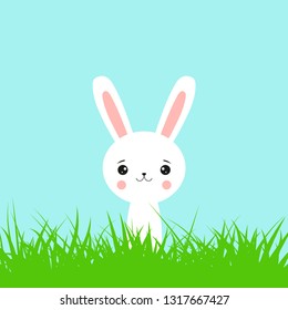 Cute cartoon rabbit. Easter card. Vector