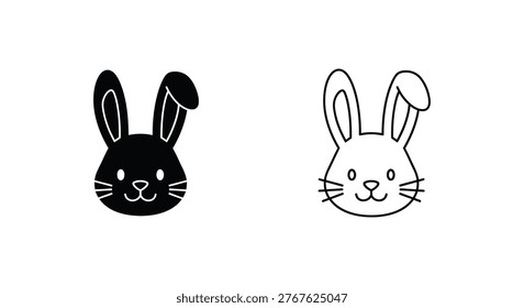 Cute Cartoon Rabbit Faces Design Ideas Vector