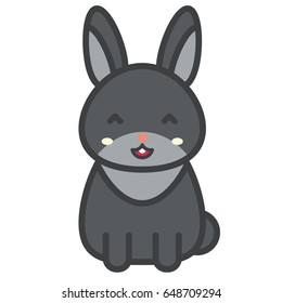 Cute cartoon rabbit. Flat icon. Vector illustration