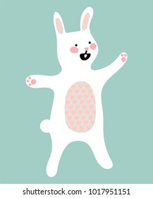 Cute cartoon rabbit. Flat style. Vector isolated illustration