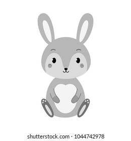 Cute cartoon rabbit in flat style.