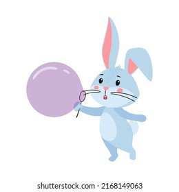 Cute Cartoon Rabbit Hare Rabbit Inflates Stock Vector (Royalty Free ...