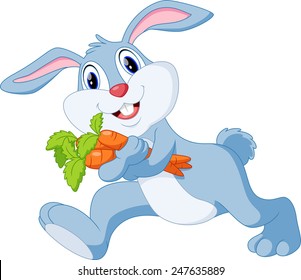Cute cartoon rabbit holding a carrot
