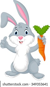Cute cartoon rabbit holding a carrot