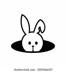 Cute Cartoon Rabbit in Hole Stock Vector