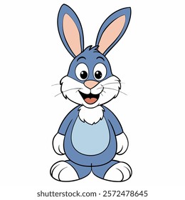 Cute cartoon rabbit isolated on white background. Front view. Vector illustration.