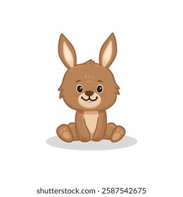 Cute cartoon rabbit isolated on white. Bunny in flat style. Easter bunny. Vector illustration
