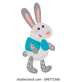 Cute cartoon rabbit isolated on white background