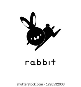 Cute cartoon rabbit jumping. Vector illustration.