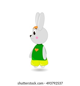 Cute cartoon Rabbit on a white background, can be used for wallpaper, design, card, invitation.