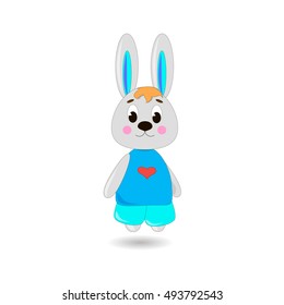 Cute cartoon Rabbit on a white background, can be used for wallpaper, design, card, invitation.