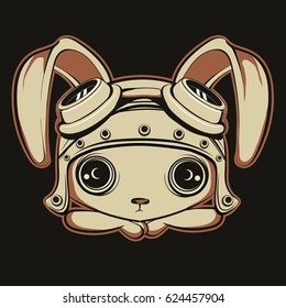 cute cartoon rabbit in pilot hat