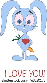 Cute cartoon rabbit poster, postcard.