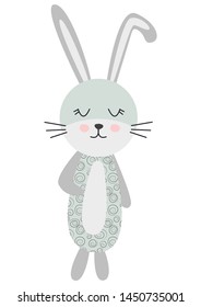 Cute cartoon rabbit in scandinavian style. Childish print for nursery, kids apparel,poster, postcard.