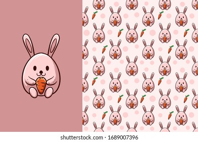 Cute cartoon rabbit seamless pattern