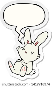 cute cartoon rabbit sleeping with speech bubble sticker