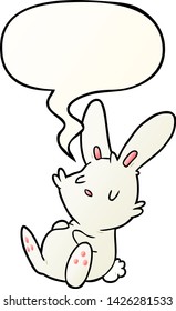 cute cartoon rabbit sleeping with speech bubble in smooth gradient style