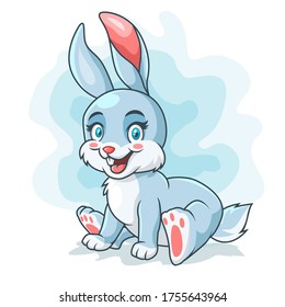 Conejo de dibujos animados con una cara sonriente. ilustración vectorial