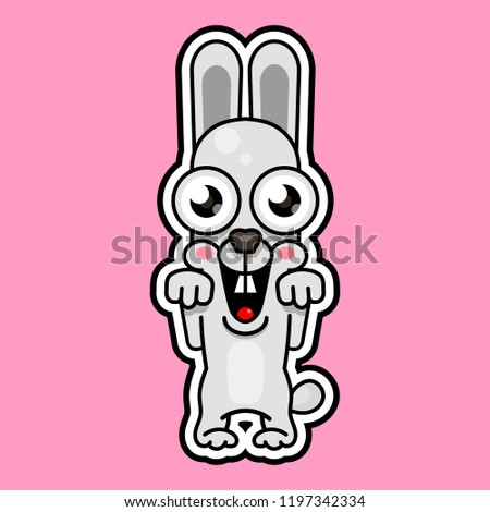 Cute cartoon rabbit smiling on pink background vector illustration