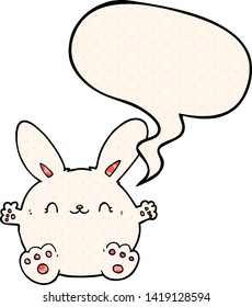 cute cartoon rabbit with speech bubble in comic book style