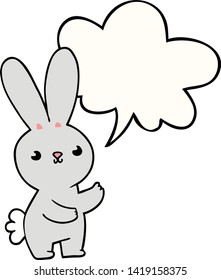 cute cartoon rabbit with speech bubble