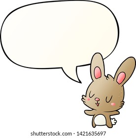 cute cartoon rabbit with speech bubble in smooth gradient style
