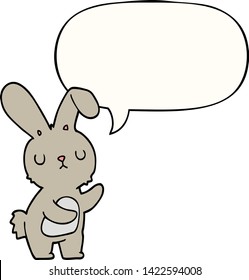 cute cartoon rabbit with speech bubble