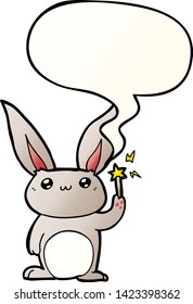 cute cartoon rabbit with speech bubble in smooth gradient style