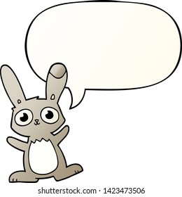 cute cartoon rabbit with speech bubble in smooth gradient style