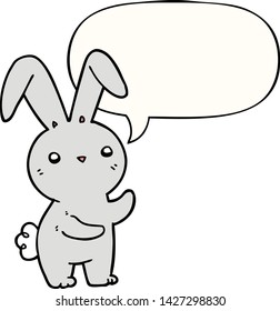 cute cartoon rabbit with speech bubble