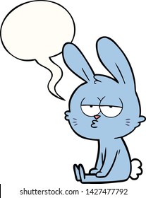 cute cartoon rabbit with speech bubble