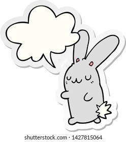 cute cartoon rabbit with speech bubble sticker