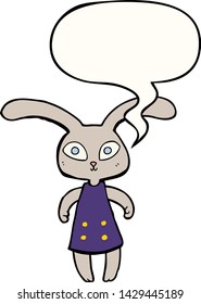 bonito conejo de dibujos animados con burbuja de habla