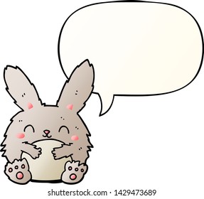 cute cartoon rabbit with speech bubble in smooth gradient style