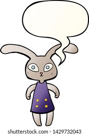 cute cartoon rabbit with speech bubble in smooth gradient style
