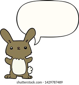 bonito conejo de dibujos animados con burbuja de habla